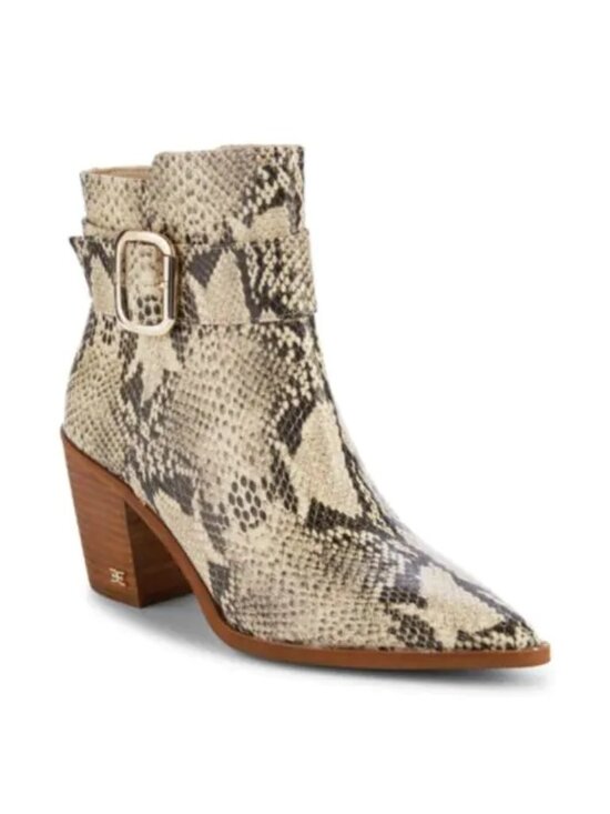 am Edelman Leonia Snakeskin Leather Boots - Picture 1 of 8